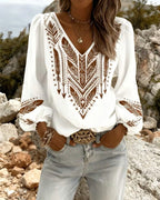 Vina | Puff Sleeve V-Neck Blouse Loose Fit
