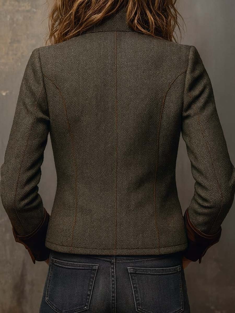 Jackie | Tweed Blazer With Velvet Trim