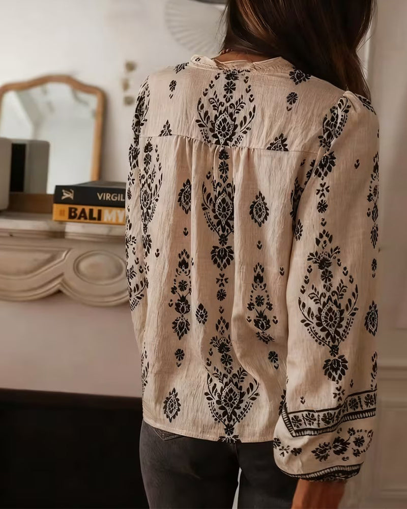 Roxie | Elegant Floral Printed Blouse Long Sleeves