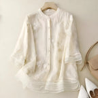 EMILIE | COTTON TOP WITH EMBROIDERED FLOWERS