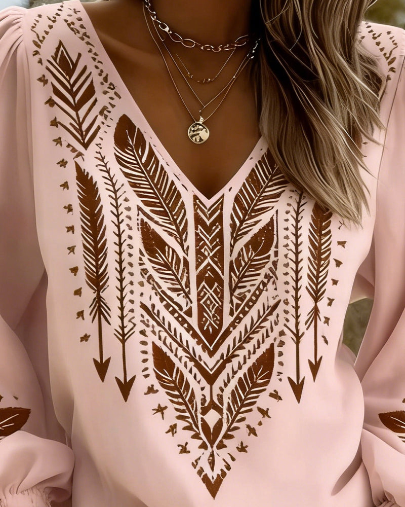 Vina | Puff Sleeve V-Neck Blouse Loose Fit