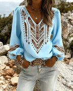 Vina | Puff Sleeve V-Neck Blouse Loose Fit
