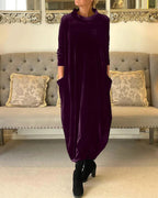 Wintera | Plush Velvet Dress with Pockets