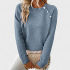 Roxanne | Elegant Women’s Asymmetrical One-Shoulder Sweater with Buttons.