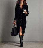 Anastacia | Midi Shirt Dress in Corduroy
