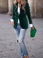 Julie | Velvet Blazer - Green