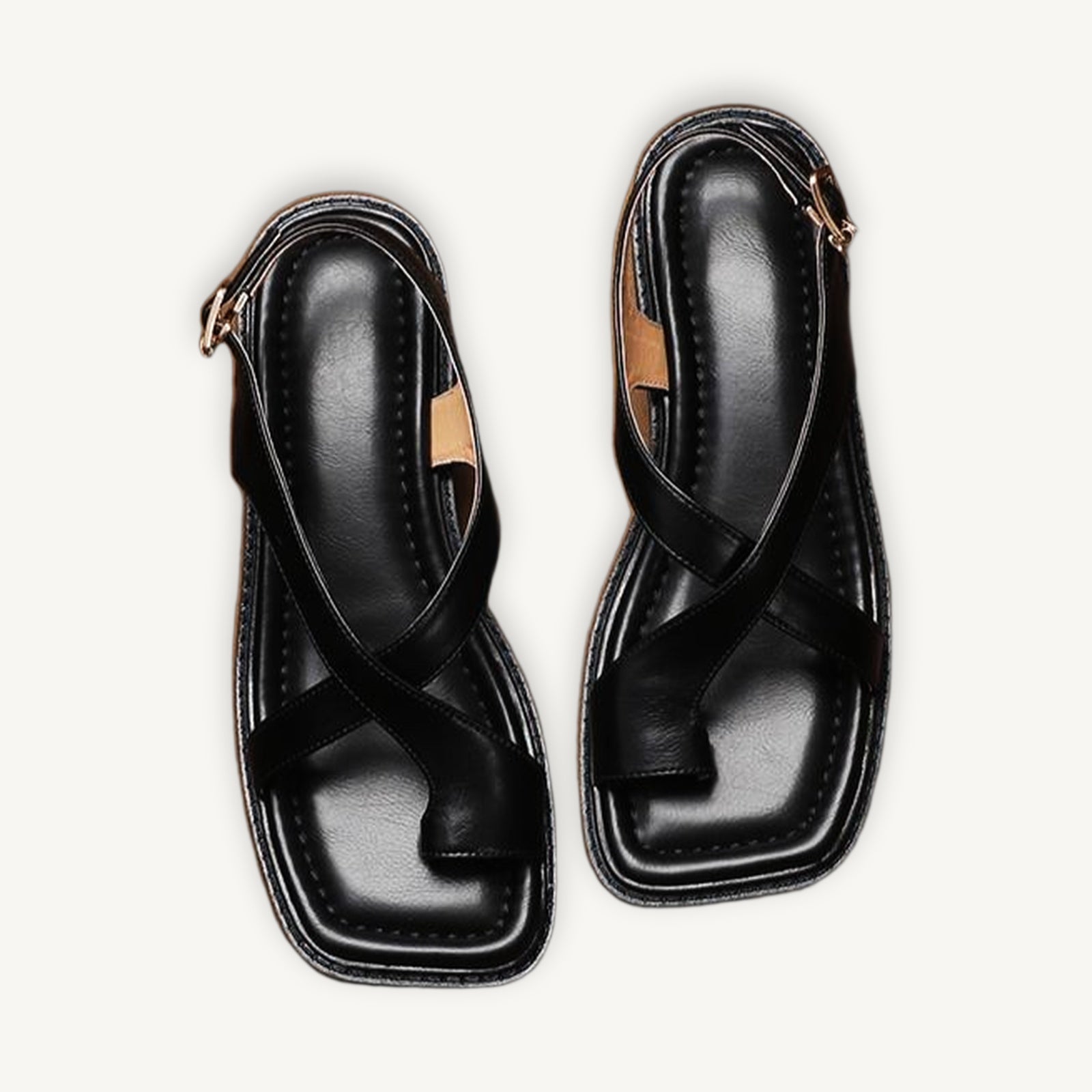 Ivy Cross Sandals black top