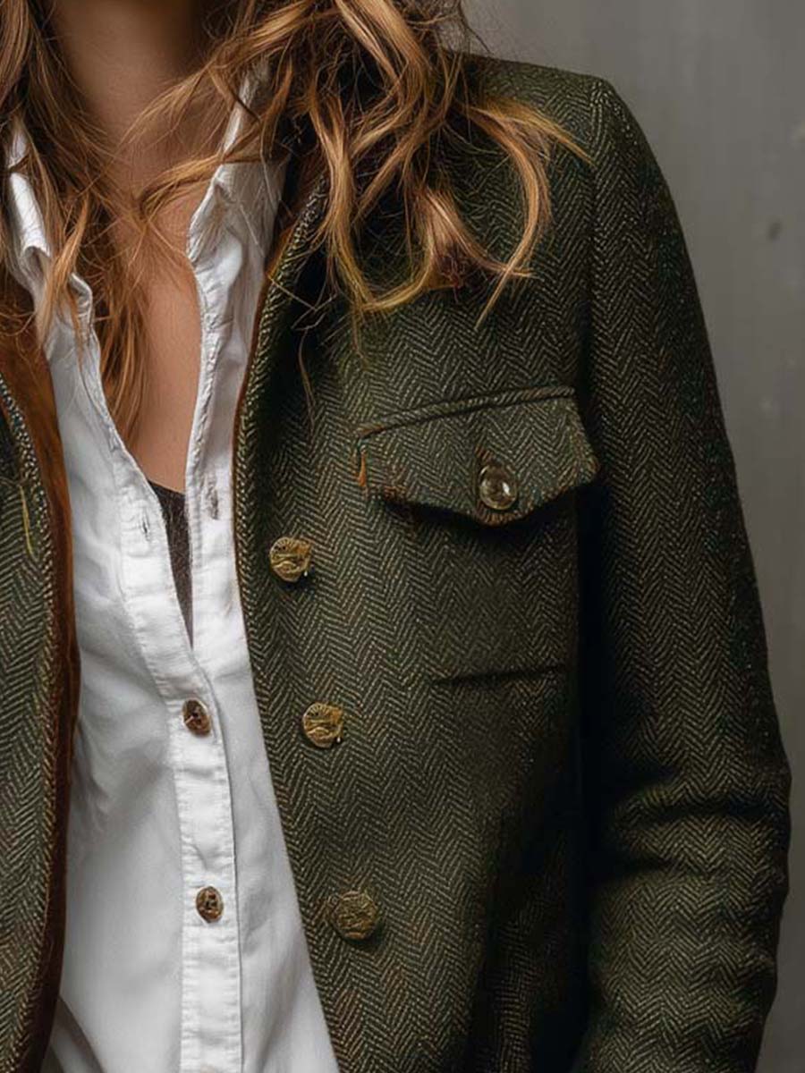 Jackie | Tweed Blazer With Velvet Trim