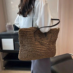 Woven Straw Tote Bag | Oversized Shoulder Bag