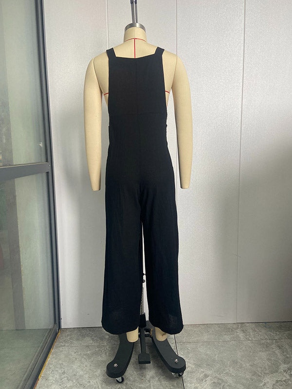 Harlow | Loose Plus Size Pleated Split-Joint Square-Neck Overalls