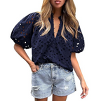 Mayumi Elegant Chic Puff Sleeve Long Sleeve Top | Sophisticated Everyday Top