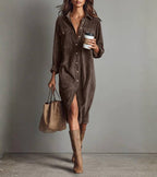Anastacia | Midi Shirt Dress in Corduroy
