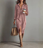 Anastacia | Midi Shirt Dress in Corduroy