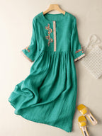 Isabella | Women’s Summer Embroidered Ethnic Midi Dress