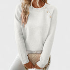 Roxanne | Elegant Women’s Asymmetrical One-Shoulder Sweater with Buttons.