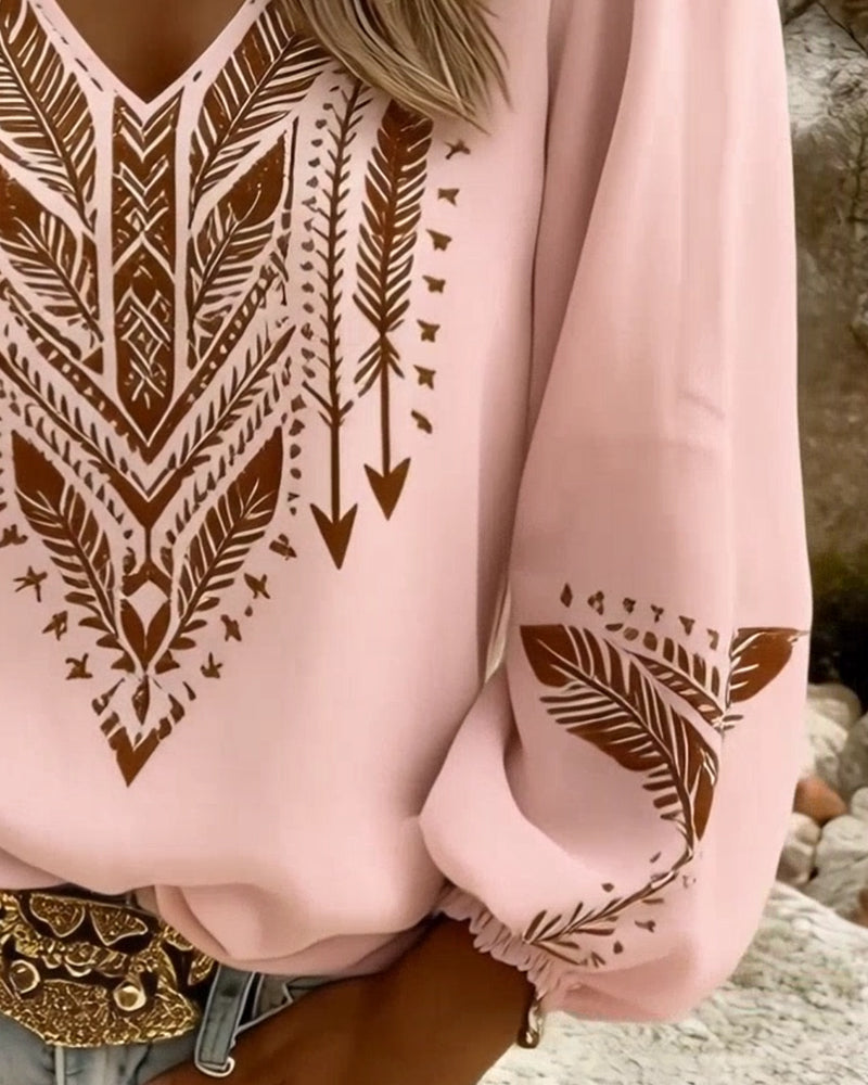 Vina | Puff Sleeve V-Neck Blouse Loose Fit