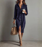 Anastacia | Midi Shirt Dress in Corduroy