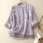 EMILIE | COTTON TOP WITH EMBROIDERED FLOWERS