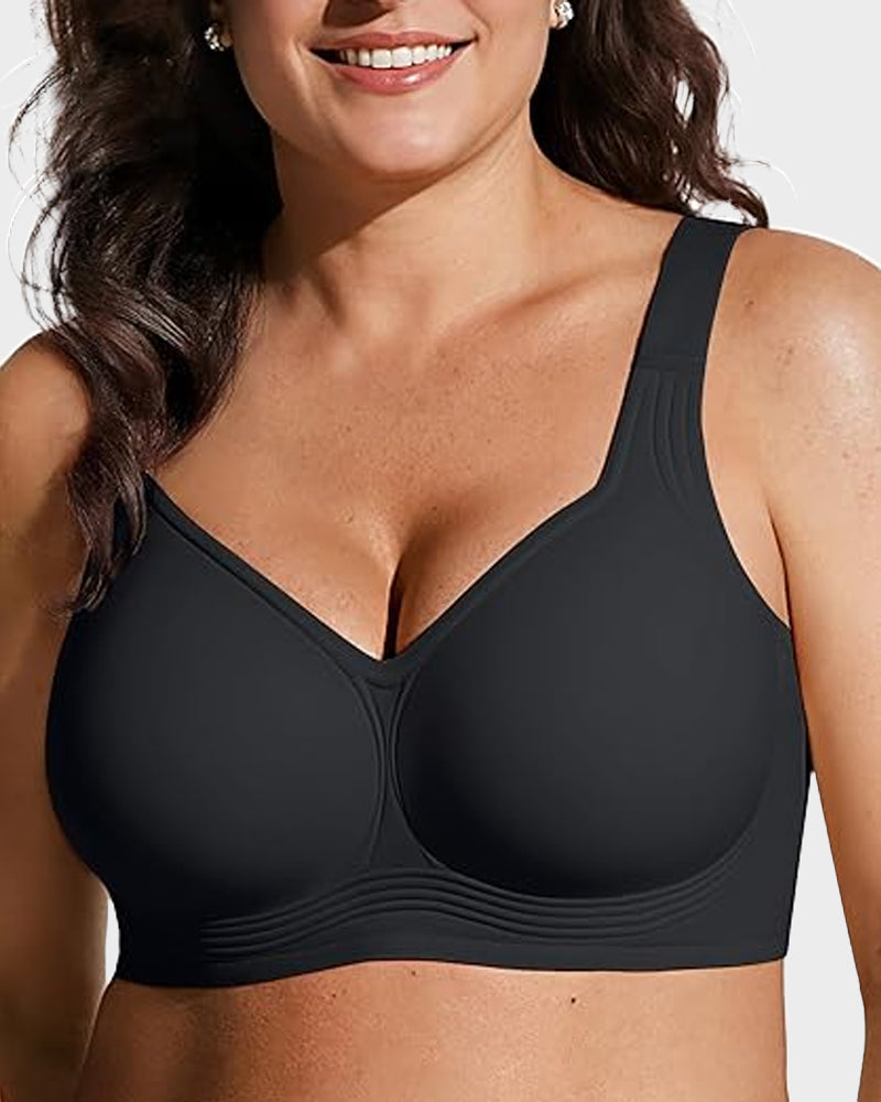 Aafke wireless bra in black, front view