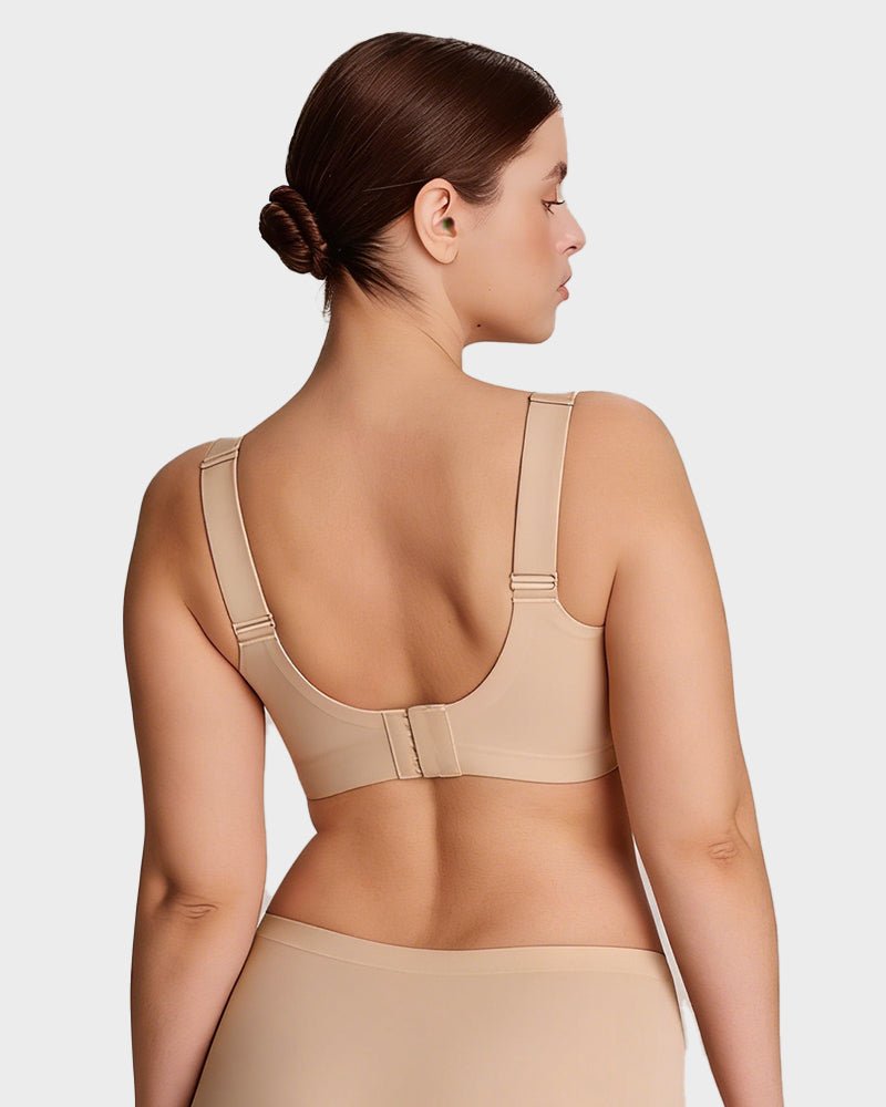 Aafke wireless bra in nude, back view