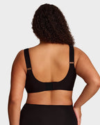 Aafke wireless bra in black, back view