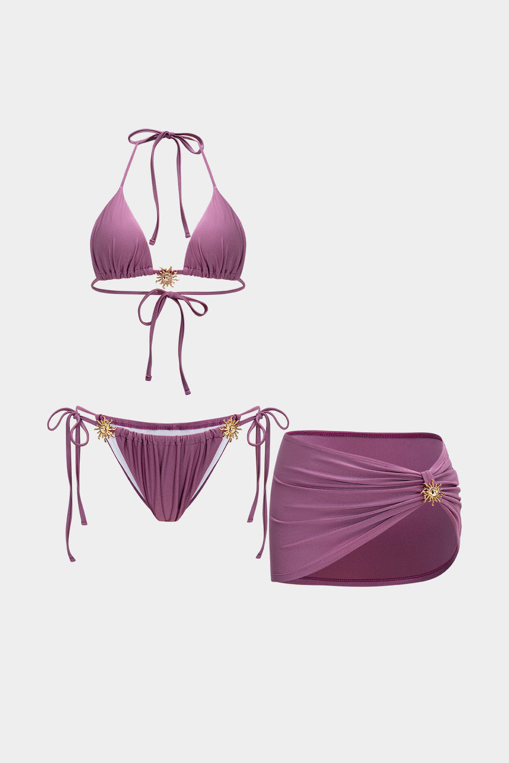 Adelaide 3-piece bikini set in navy blue, featuring a fitted cut and smooth jersey fabric for a sleek look. 0