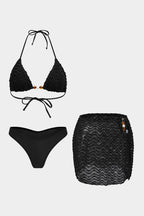 Adelaide bikini set in vibrant teal, featuring a fitted cut and smooth polyester jersey fabric. 1