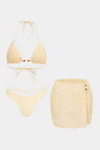 Adelaide bikini set in vibrant teal, featuring a fitted cut and smooth polyester jersey fabric. 2