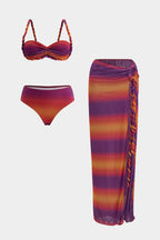 Ombre bikini set in shades of blue, featuring a braided design and a comfortable, stylish fit. 0