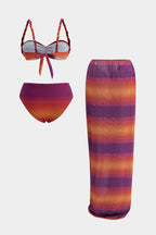 Ombre bikini set in shades of blue, featuring a braided design and a comfortable, stylish fit. 2