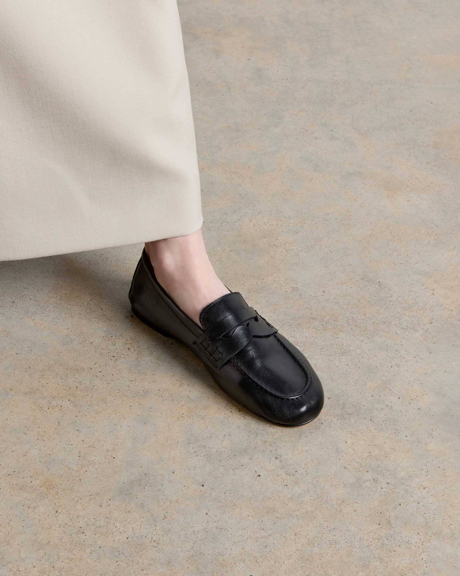 Alaric Balla Loafer Black Leather Slip-On, Handmade Italian, Low Heel 3
