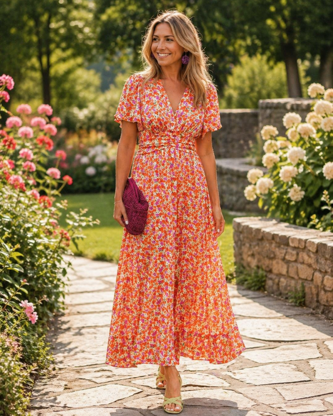 Light blue floral summer dress with a flowy style and adjustable straps. 0