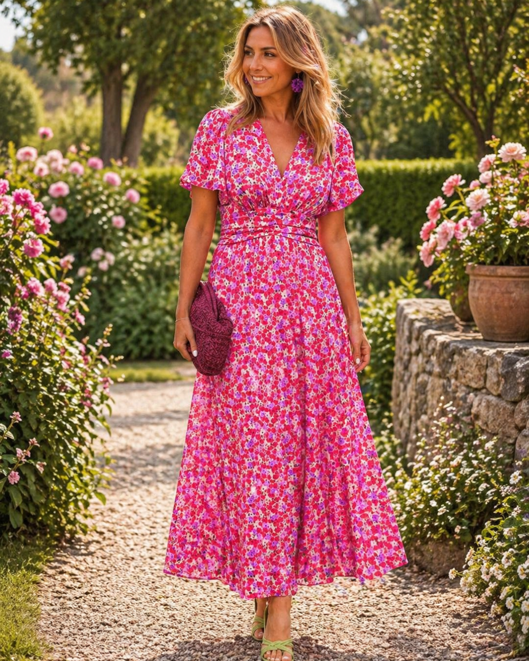 Light blue floral summer dress with a flowy style and adjustable straps. 2