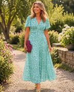 Light blue floral summer dress with a flowy style and adjustable straps. 3