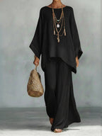 Celine women's loungewear set in soft beige, featuring a relaxed fit and minimalist design. 4