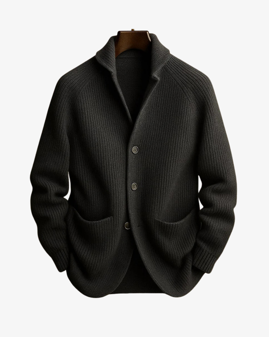 Andrew ribbed knit cardigan charcoal grey