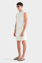 Aveline Panelled Applique Border Silk Linen Women's Shorts Off White/Cream 5