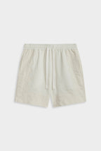 Aveline Panelled Applique Border Silk Linen Women's Shorts Off White/Cream 7