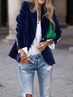 Julie | Velvet Blazer - Midnight Navy