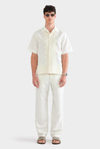 Bastian Silk Linen Shirt with Camp Collar and Applique Border 3