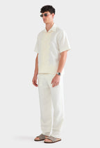 Bastian Silk Linen Shirt with Camp Collar and Applique Border 4