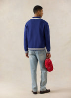 Benedict Gardner Knitted Zip Cardigan Sweater 100% Cotton Blue 4