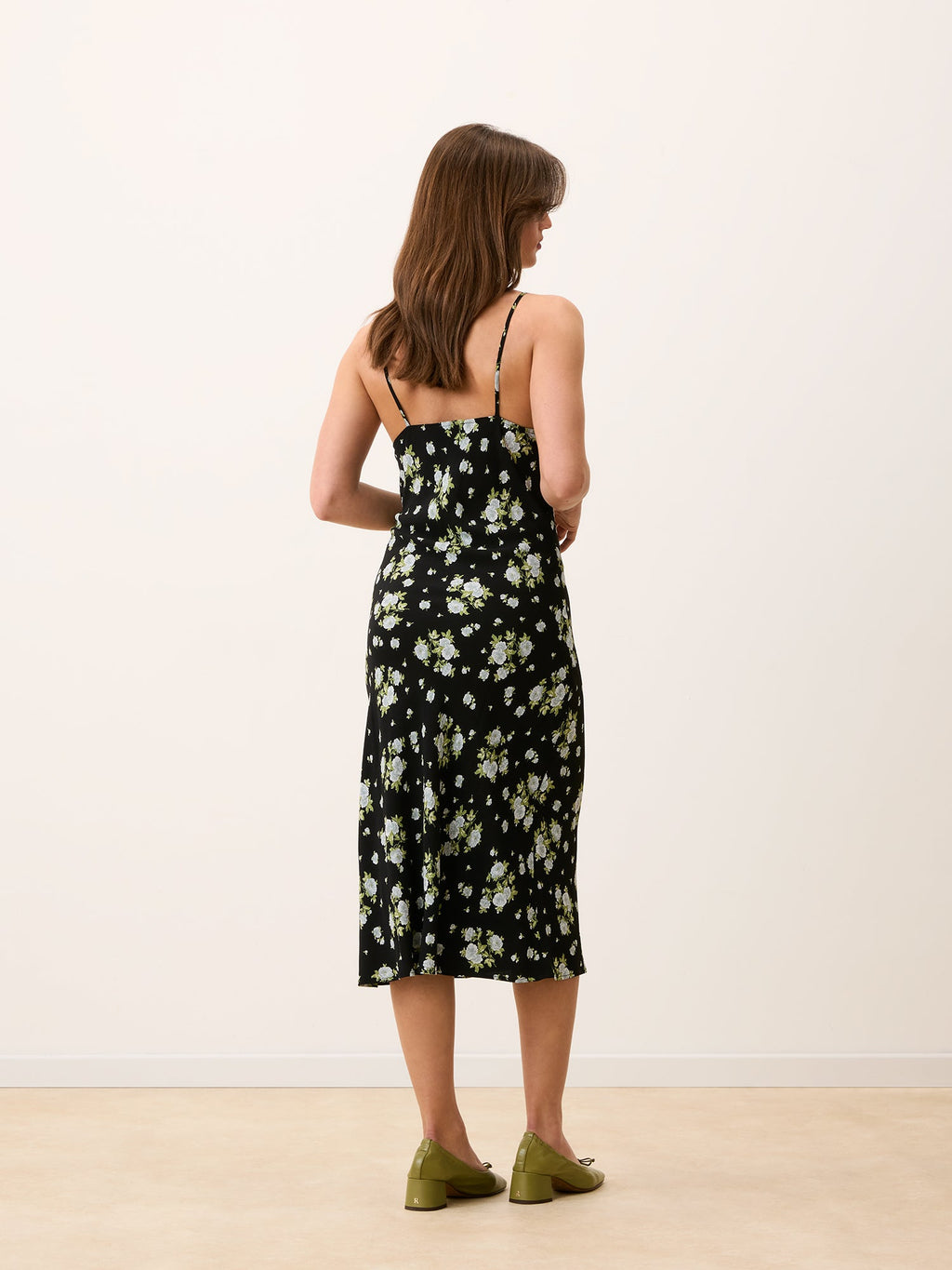 Benedict Robe DARIA Black Floral Midi Dress with Tie Neckline 3