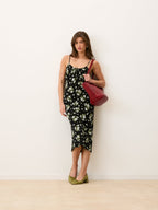 Benedict Robe DARIA Black Floral Midi Dress with Tie Neckline 4