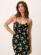 Benedict Robe DARIA Black Floral Midi Dress with Tie Neckline 5