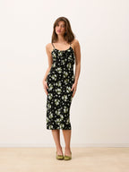 Benedict Robe DARIA Black Floral Midi Dress with Tie Neckline 6