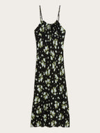 Benedict Robe DARIA Black Floral Midi Dress with Tie Neckline 7