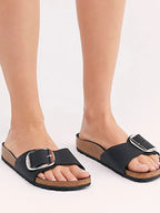 Brielle cork slides in natural tan with a minimalist design, featuring a comfortable slip-on style. 5
