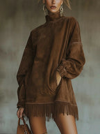 Darcie | Suede Fringe Tunic Dress