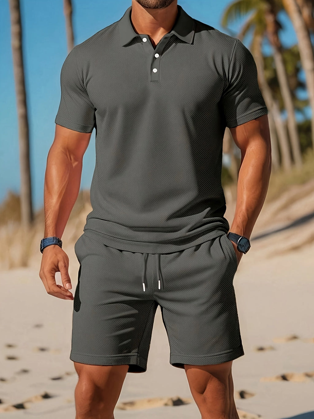 Caleb men's polo shirt in navy blue, featuring a classic fit and breathable fabric for casual wear. 9